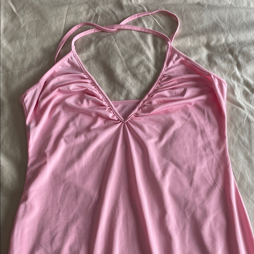 L. So Soft ! Pink Halter Neck Midi Dress - Picture 1 of 5